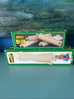 Vintage Brio Wooden Train Track Extensions 8 Pieces in original box